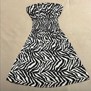 Bebe Sport Zebra Print Strapless Stetchy Dress